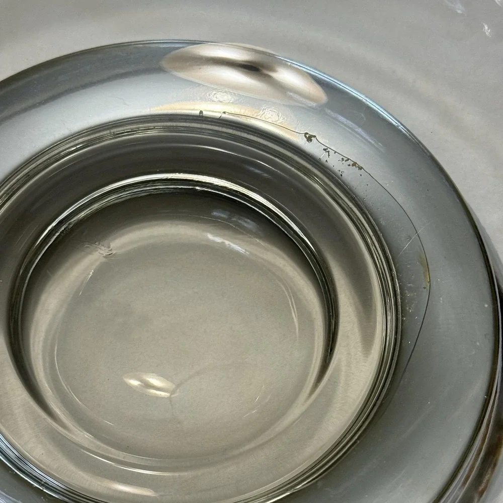 Vintage MCM Silver Fade Smoke Glass Serving Bowls Set of 2 Pedestal Ombre